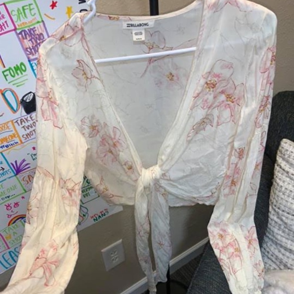 Floral front tie crop top